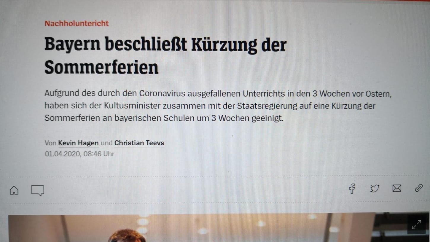 Dieser Screenshot kursiert derzeit auf Whatsapp. Laut Spiegel und dem bayerischen Kultusministerium handelt es sich hierbei um eine Falschmeldung.